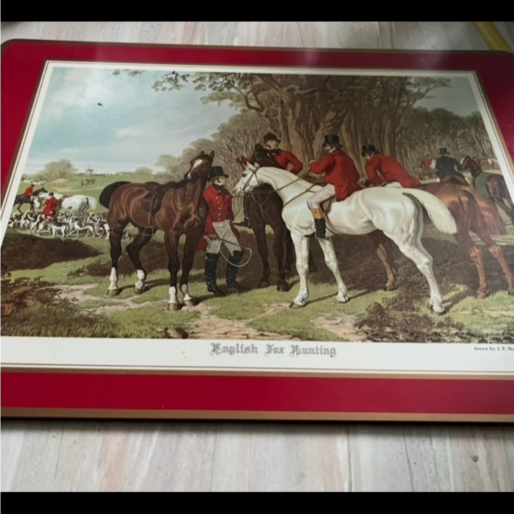 1 Equestrian Hunting Scene Art Print Fox English Fox Hunting Print Red Border